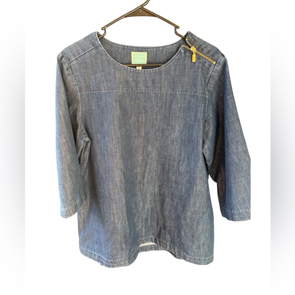 Martha Stewart Everyday Denim Top with Gold Accent
